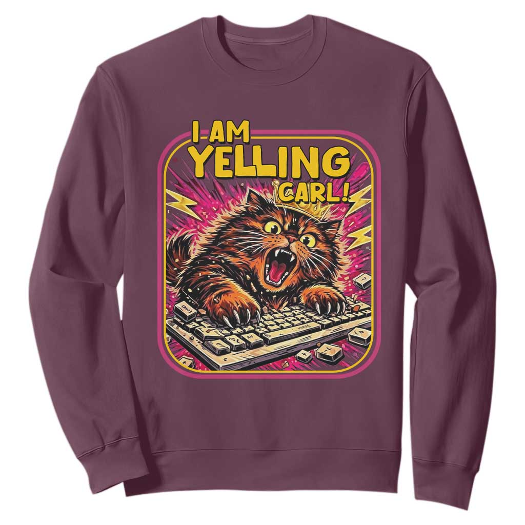 Funny I Am Yelling Carl Sweatshirt Screaming Donut Cat Meme