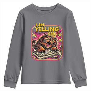 Funny I Am Yelling Carl Youth Sweatshirt Screaming Donut Cat Meme