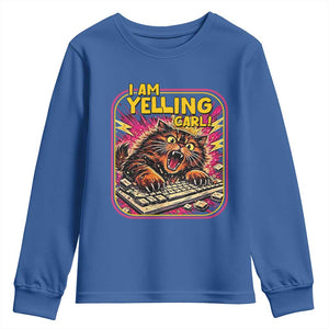 Funny I Am Yelling Carl Youth Sweatshirt Screaming Donut Cat Meme