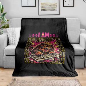 Funny I Am Yelling Carl Donut Cat Meme Throw Blanket