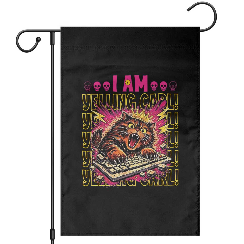 Funny I Am Yelling Carl Donut Cat Meme Garden Flag