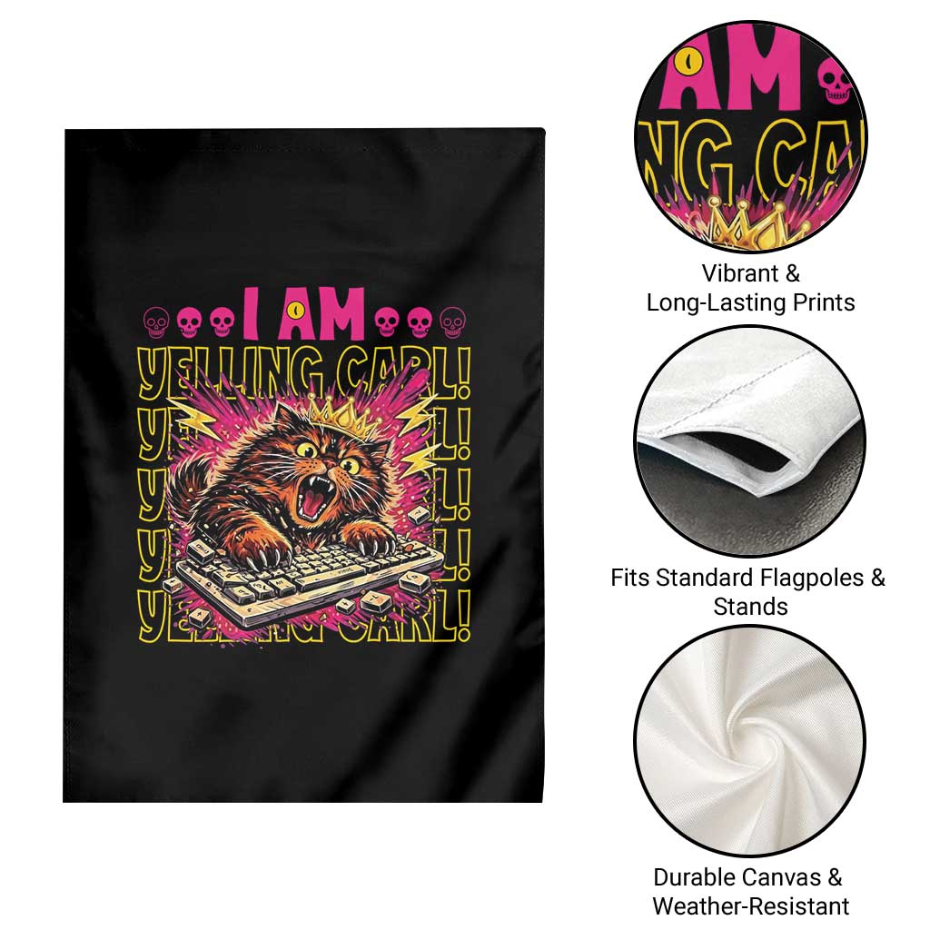 Funny I Am Yelling Carl Donut Cat Meme Garden Flag