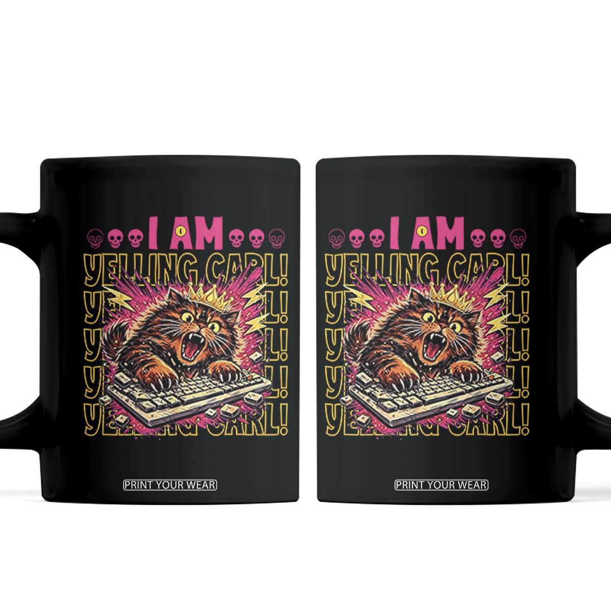 Funny I Am Yelling Carl Donut Cat Meme Coffee Mug