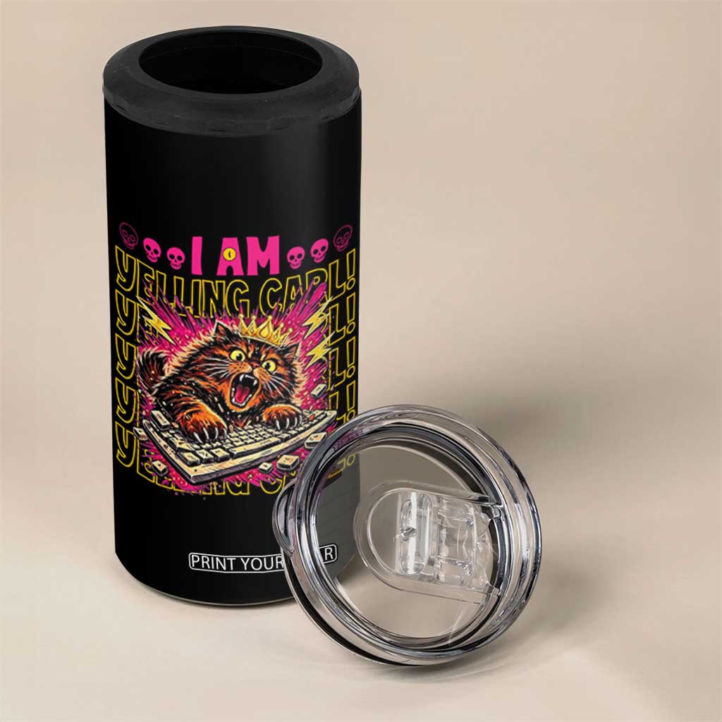 Funny I Am Yelling Carl Donut Cat Meme 4 in 1 Can Cooler Tumbler