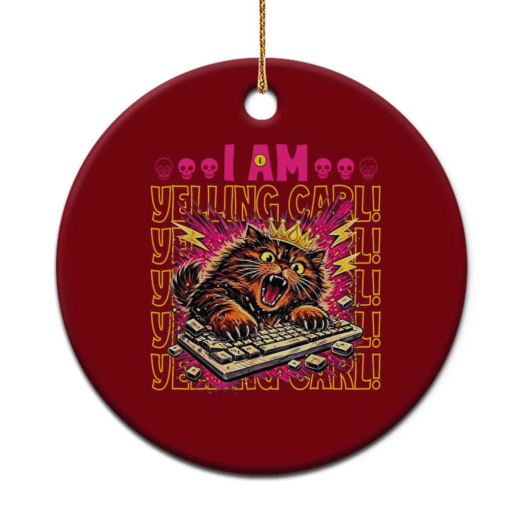 Funny I Am Yelling Carl Donut Cat Meme Ceramic Ornament TS14 1pc Red Print Your Wear
