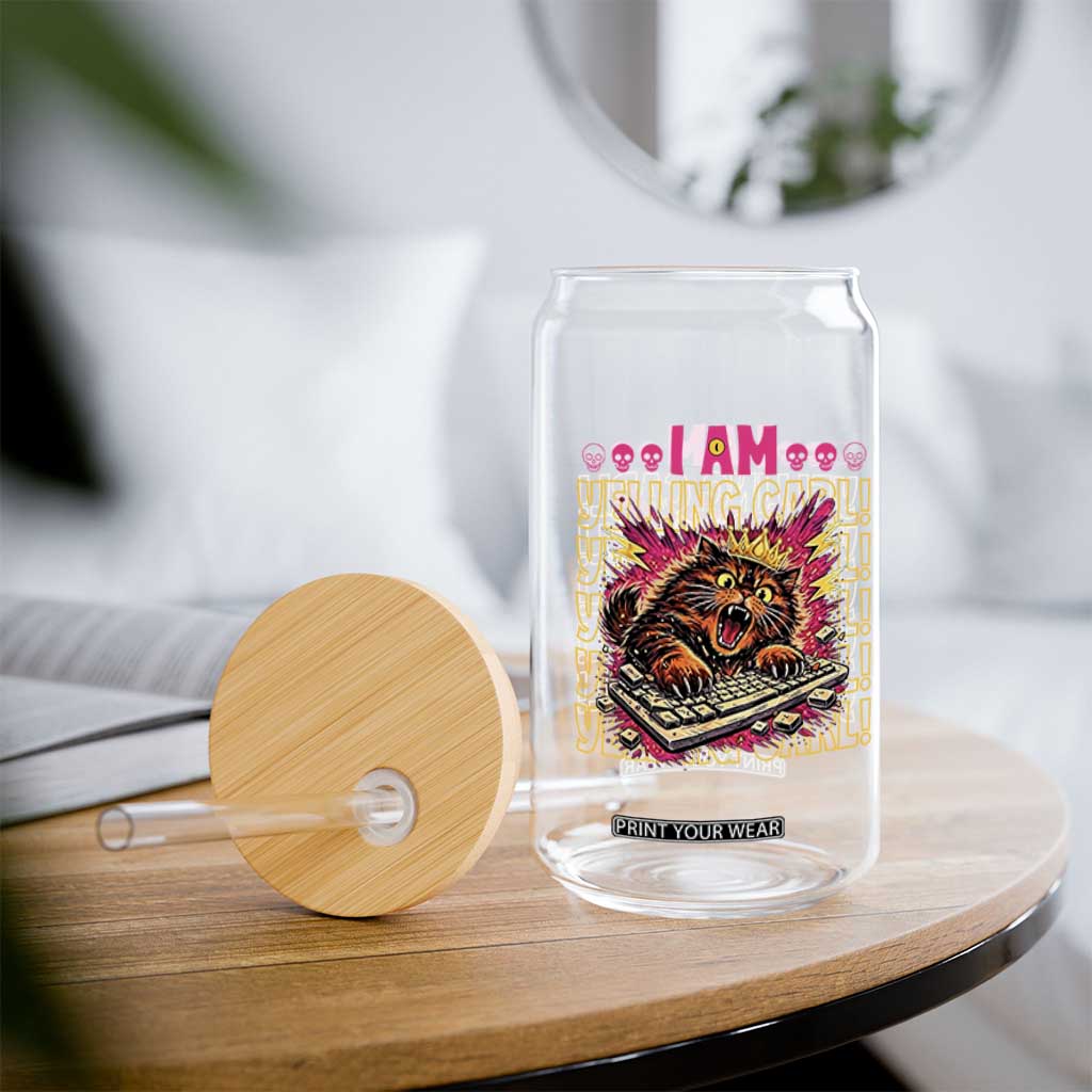 Funny I Am Yelling Carl Donut Cat Meme Glass Can