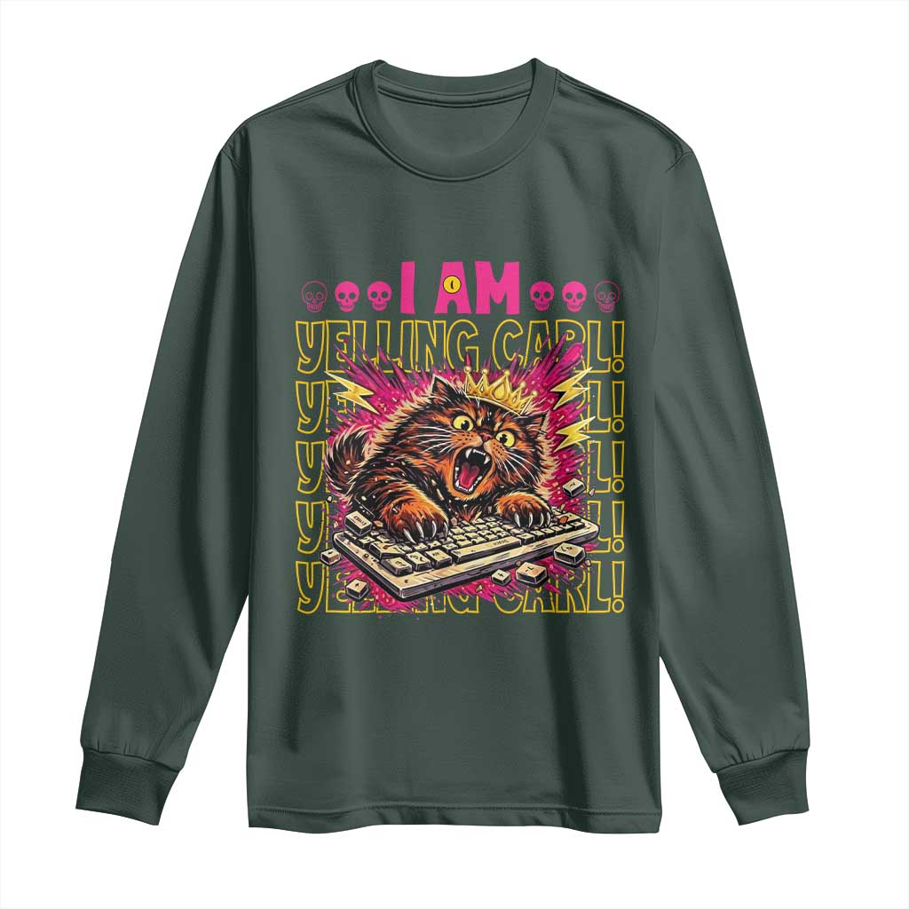 Funny I Am Yelling Carl Donut Cat Meme Long Sleeve Shirt