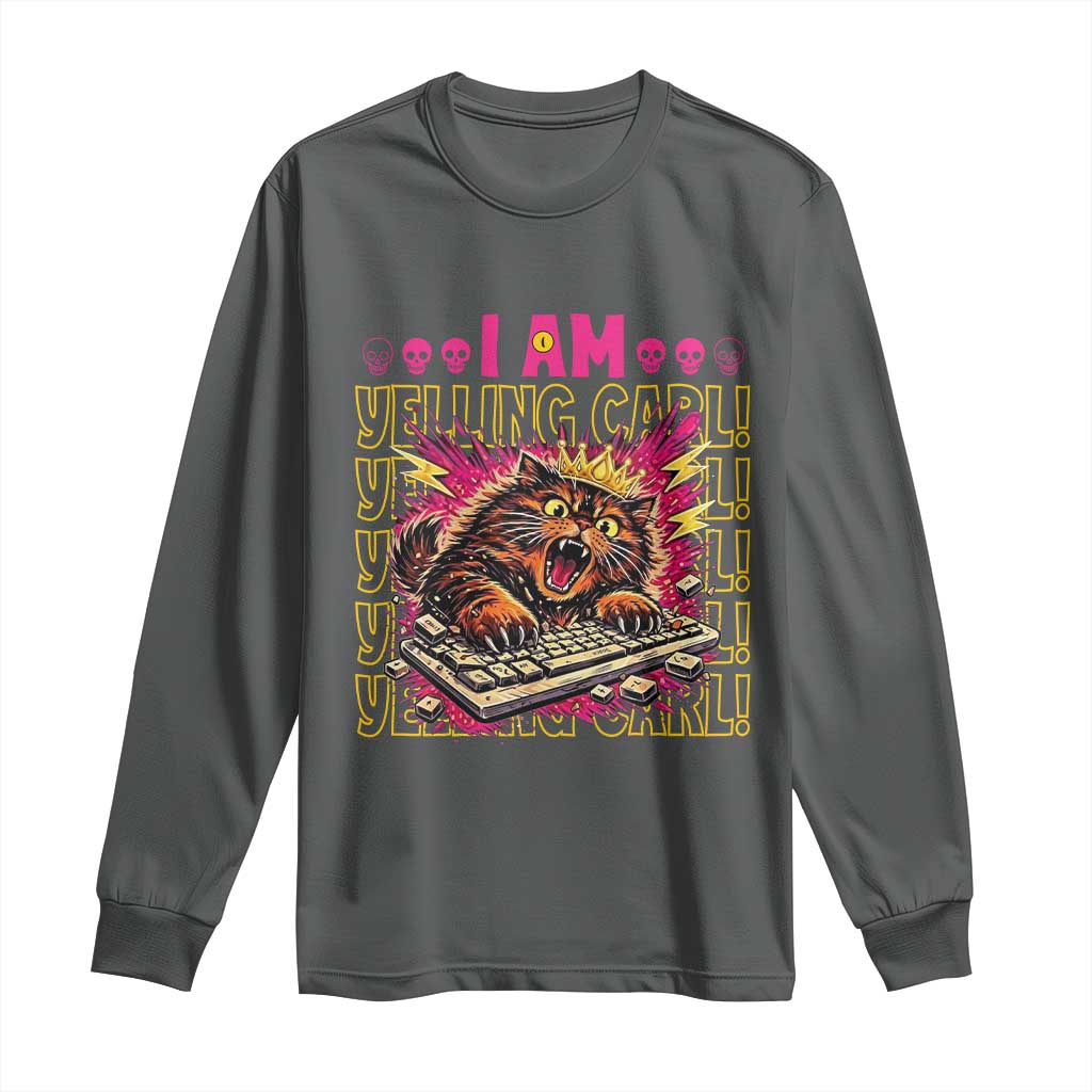 Funny I Am Yelling Carl Donut Cat Meme Long Sleeve Shirt