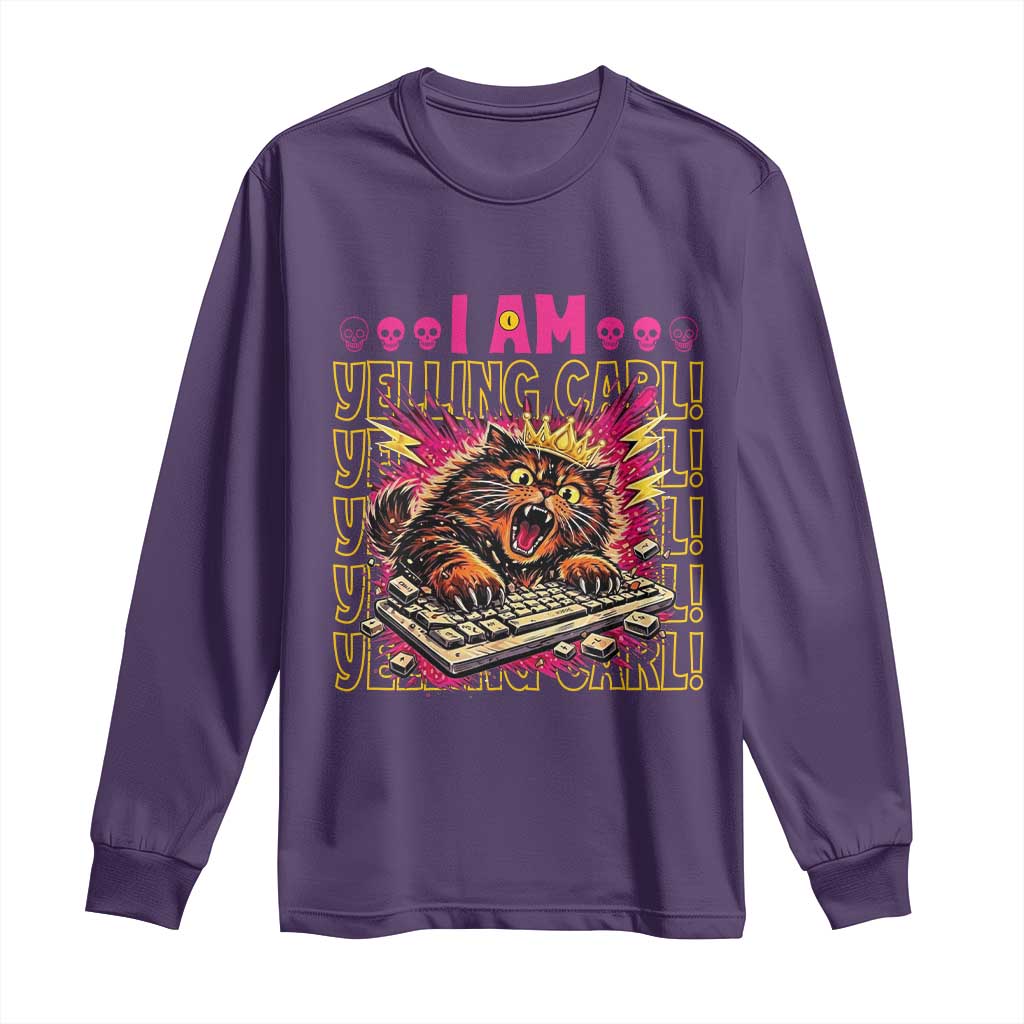 Funny I Am Yelling Carl Donut Cat Meme Long Sleeve Shirt