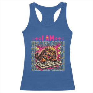 Funny I Am Yelling Carl Donut Cat Meme Racerback Tank Top
