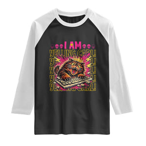 Funny I Am Yelling Carl Donut Cat Meme Raglan Shirt