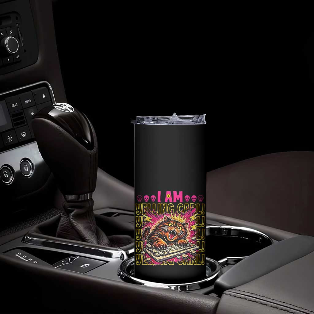 Funny I Am Yelling Carl Donut Cat Meme Skinny Tumbler