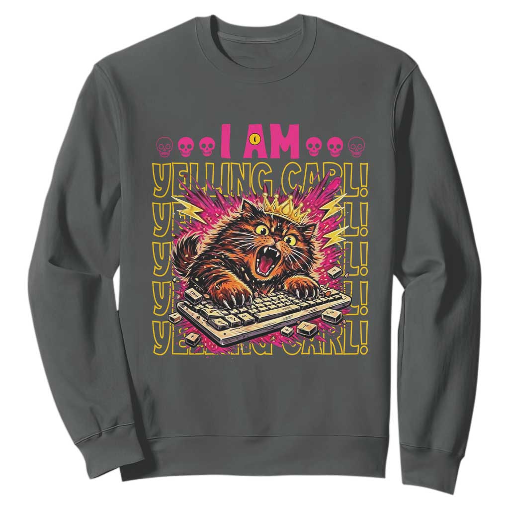 Funny I Am Yelling Carl Donut Cat Meme Sweatshirt