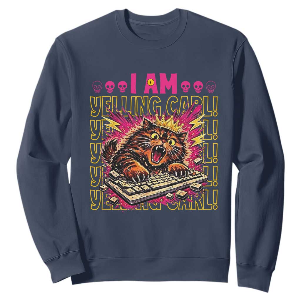 Funny I Am Yelling Carl Donut Cat Meme Sweatshirt