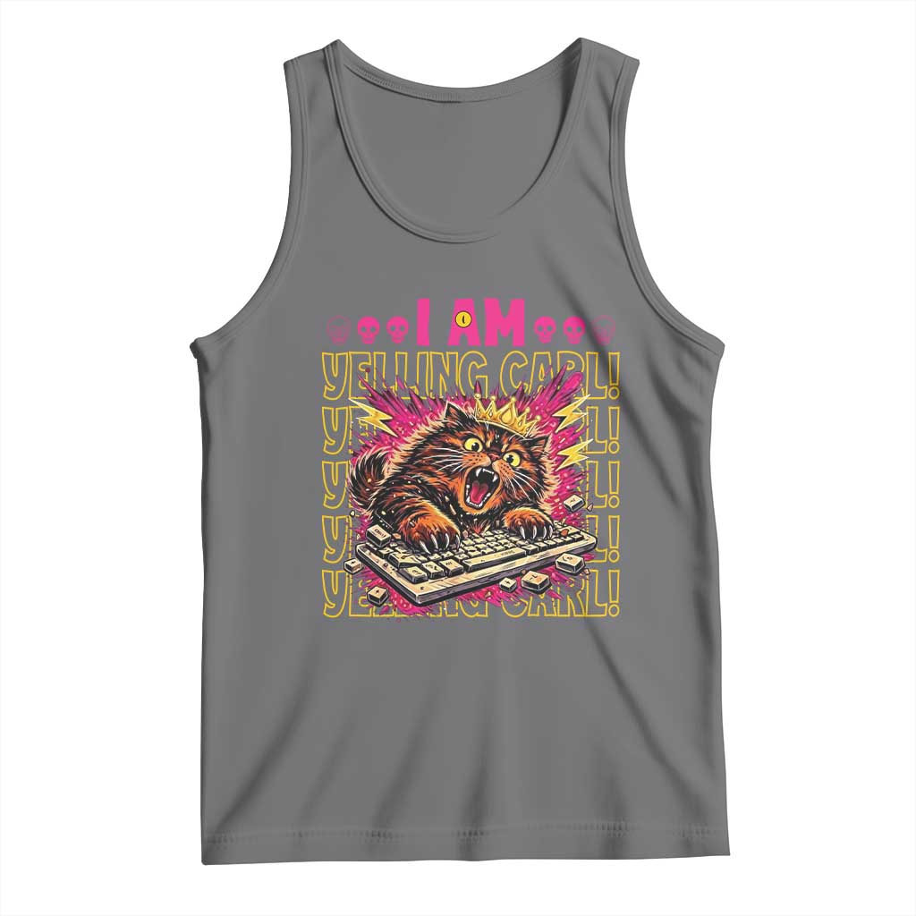 Funny I Am Yelling Carl Donut Cat Meme Tank Top