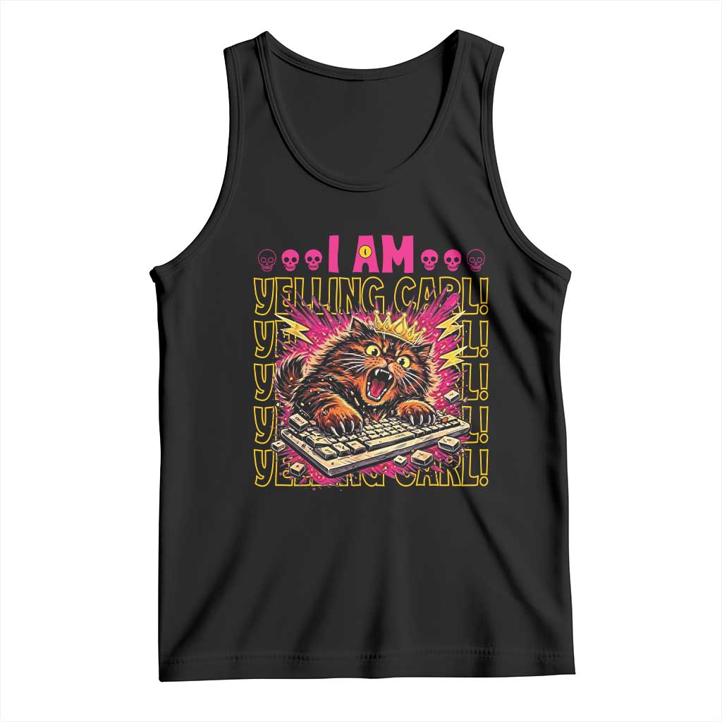 Funny I Am Yelling Carl Donut Cat Meme Tank Top