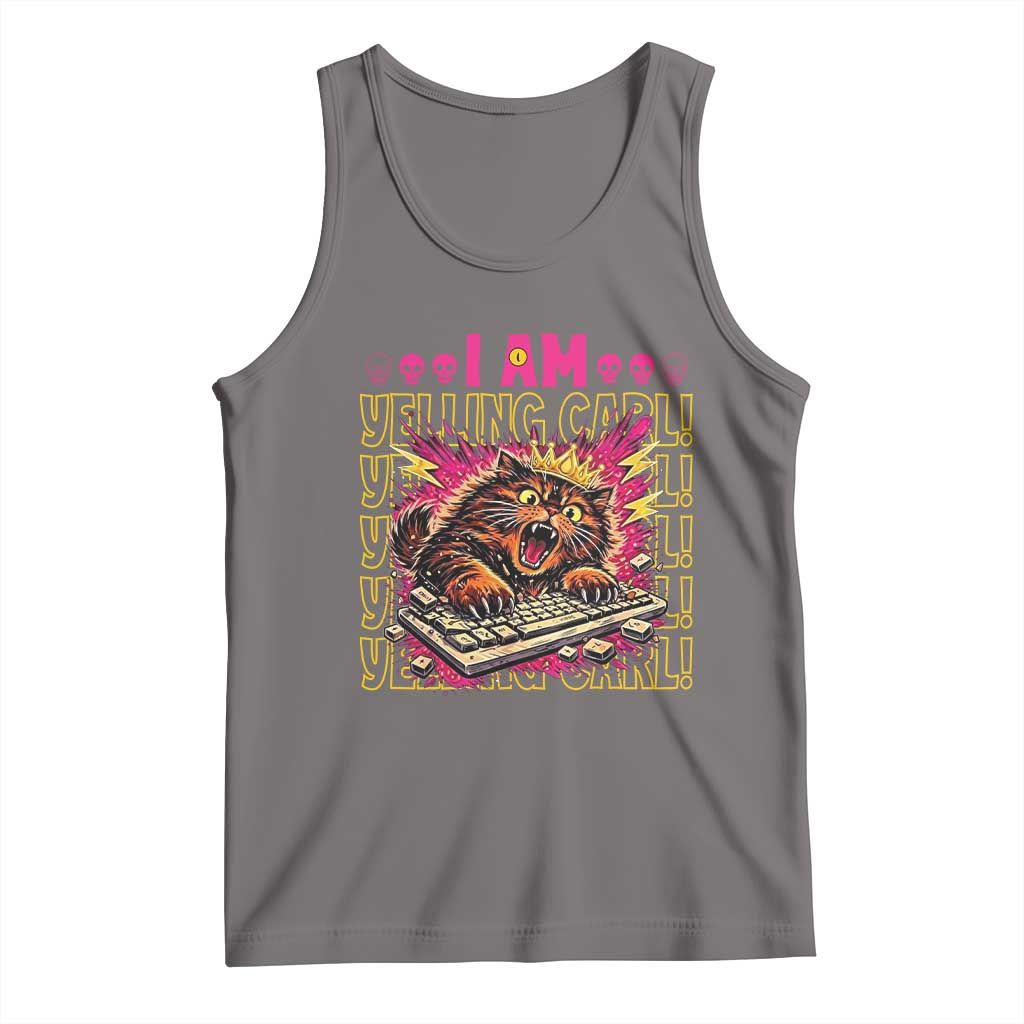 Funny I Am Yelling Carl Donut Cat Meme Tank Top