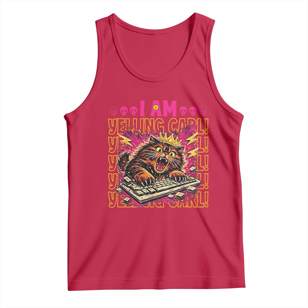 Funny I Am Yelling Carl Donut Cat Meme Tank Top