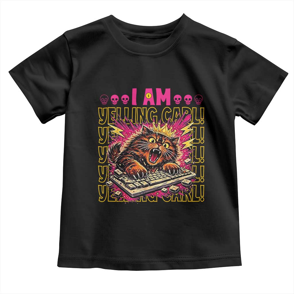 Funny I Am Yelling Carl Donut Cat Meme Toddler T Shirt TS14 Black Print Your Wear