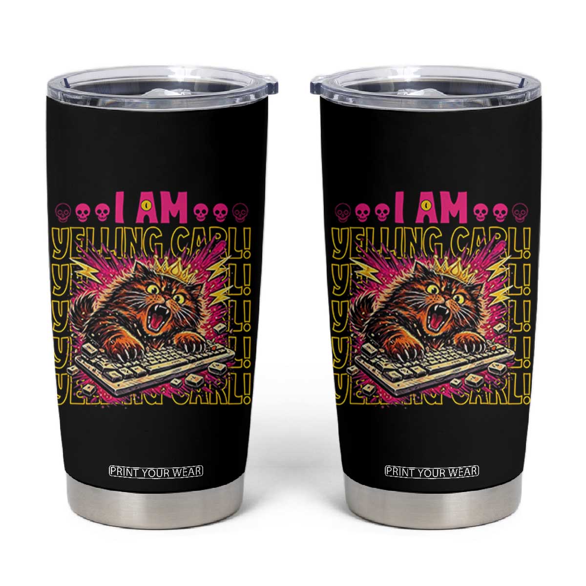 Funny I Am Yelling Carl Donut Cat Meme Tumbler Cup
