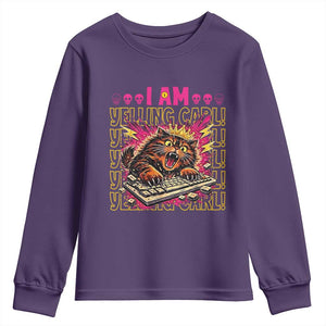 Funny I Am Yelling Carl Donut Cat Meme Youth Sweatshirt