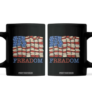 Freedom to Read Books Freadom Coffee Mug USA Flag Patriotic Library Book Lover
