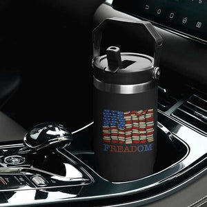 Freedom to Read Books Freadom Flip Straw Tumbler USA Flag Patriotic Library Book Lover