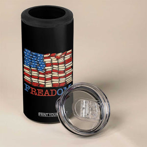 Freedom to Read Books Freadom 4 in 1 Can Cooler Tumbler USA Flag Patriotic Library Book Lover