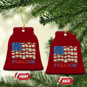 Freedom to Read Books Freadom Ceramic Ornament USA Flag Patriotic Library Book Lover