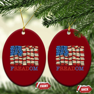 Freedom to Read Books Freadom Ceramic Ornament USA Flag Patriotic Library Book Lover
