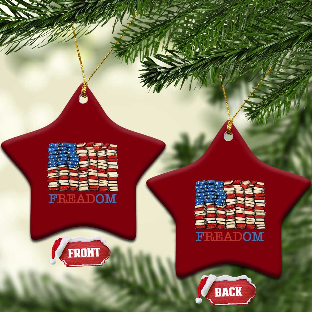 Freedom to Read Books Freadom Ceramic Ornament USA Flag Patriotic Library Book Lover