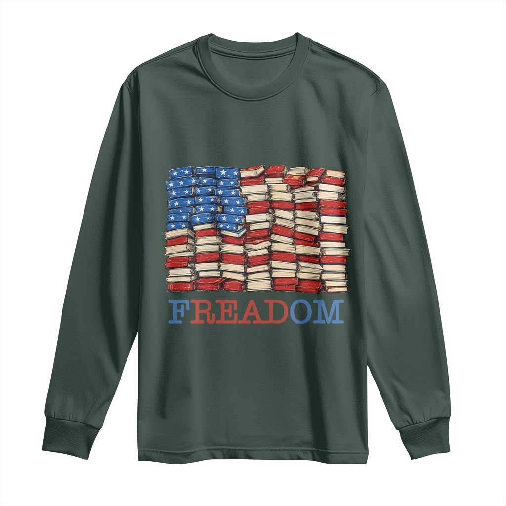 Freedom to Read Books Freadom Long Sleeve Shirt USA Flag Patriotic Library Book Lover