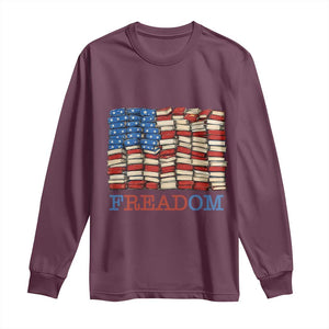 Freedom to Read Books Freadom Long Sleeve Shirt USA Flag Patriotic Library Book Lover
