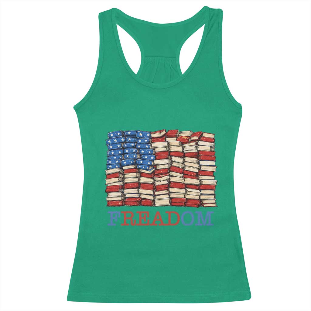 Freedom to Read Books Freadom Racerback Tank Top USA Flag Patriotic Library Book Lover