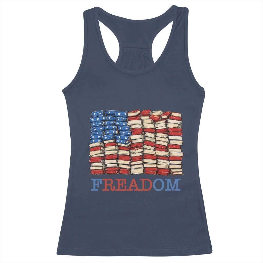 Freedom to Read Books Freadom Racerback Tank Top USA Flag Patriotic Library Book Lover