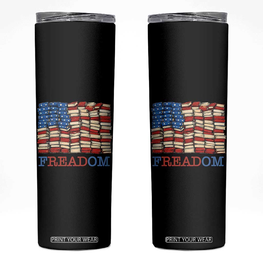 Freedom to Read Books Freadom Skinny Tumbler USA Flag Patriotic Library Book Lover