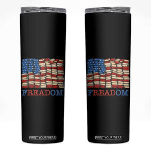 Freedom to Read Books Freadom Skinny Tumbler USA Flag Patriotic Library Book Lover