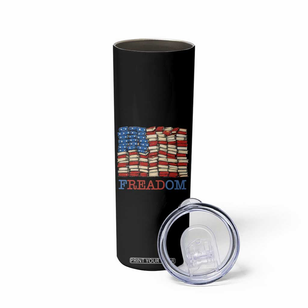 Freedom to Read Books Freadom Skinny Tumbler USA Flag Patriotic Library Book Lover