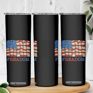 Freedom to Read Books Freadom Skinny Tumbler USA Flag Patriotic Library Book Lover