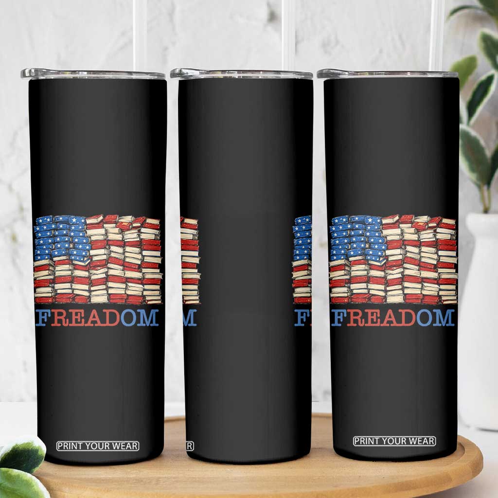 Freedom to Read Books Freadom Skinny Tumbler USA Flag Patriotic Library Book Lover
