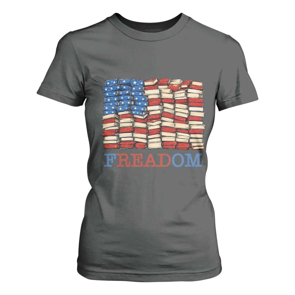Freedom to Read Books Freadom T Shirt For Women USA Flag Patriotic Library Book Lover