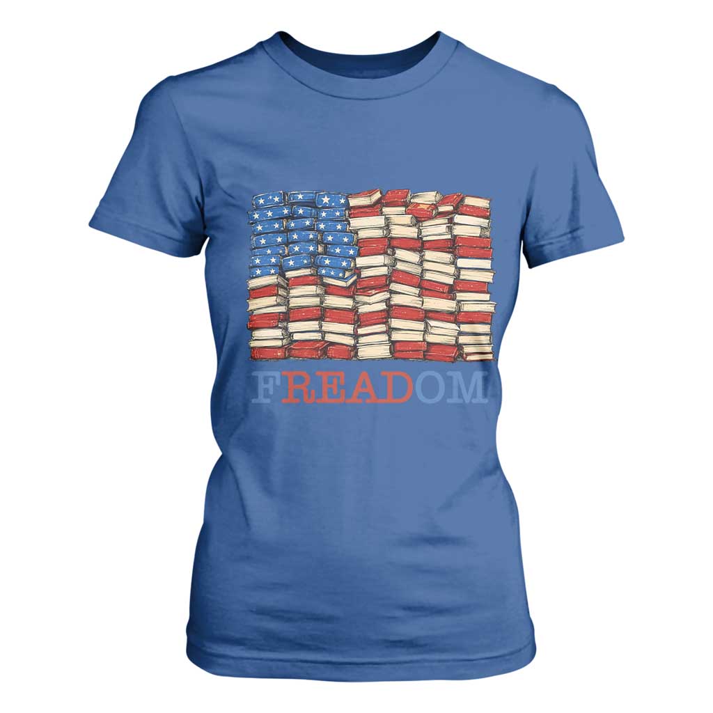 Freedom to Read Books Freadom T Shirt For Women USA Flag Patriotic Library Book Lover