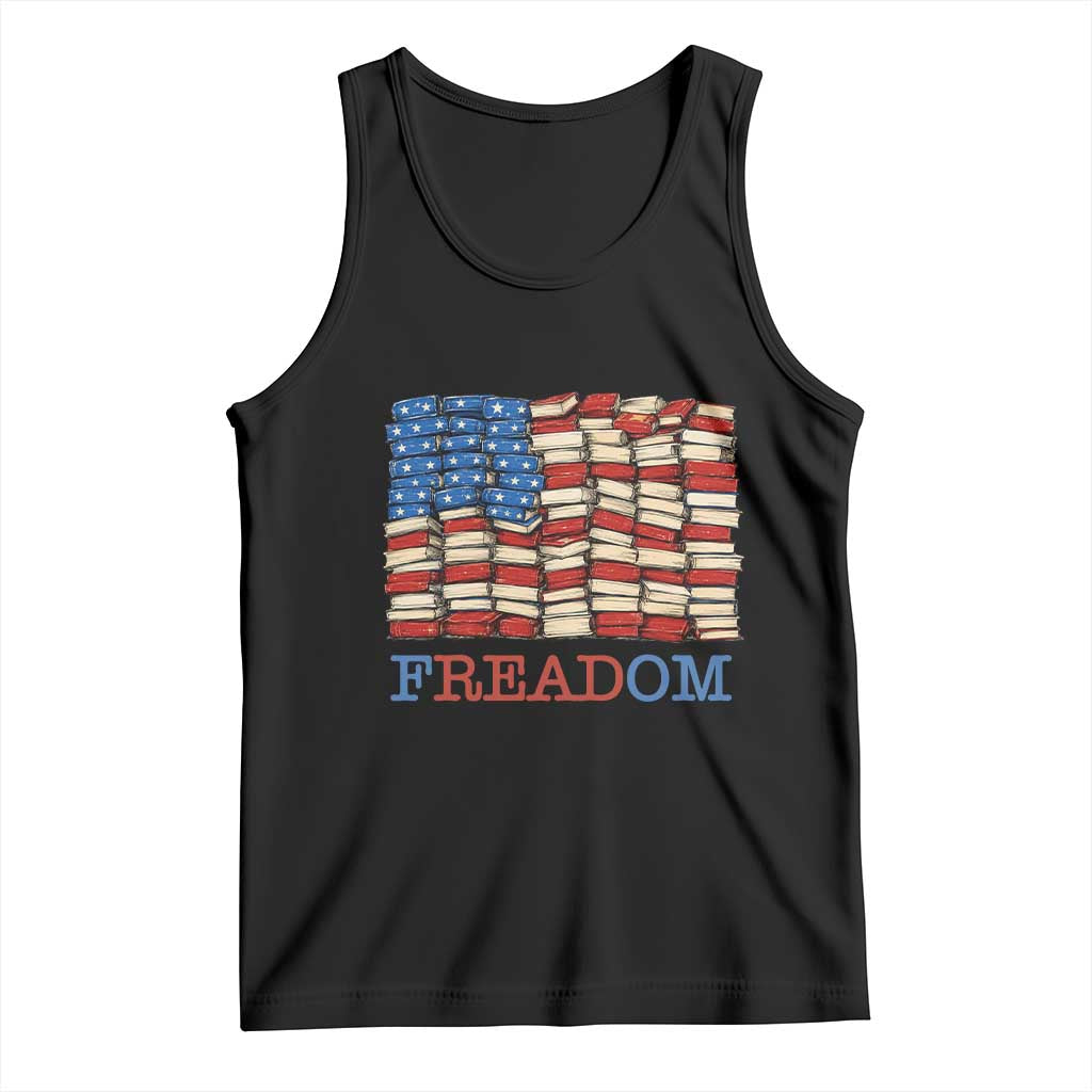 Freedom to Read Books Freadom Tank Top USA Flag Patriotic Library Book Lover