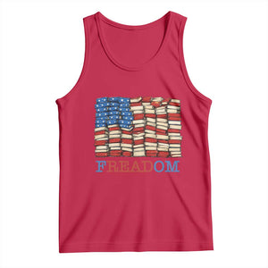 Freedom to Read Books Freadom Tank Top USA Flag Patriotic Library Book Lover