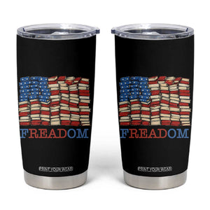 Freedom to Read Books Freadom Tumbler Cup USA Flag Patriotic Library Book Lover