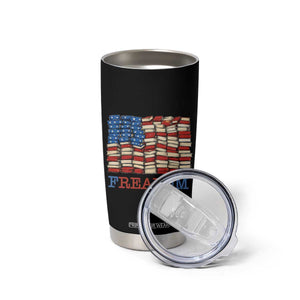 Freedom to Read Books Freadom Tumbler Cup USA Flag Patriotic Library Book Lover
