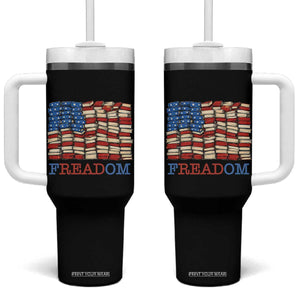 Freedom to Read Books Freadom Tumbler With Handle USA Flag Patriotic Library Book Lover