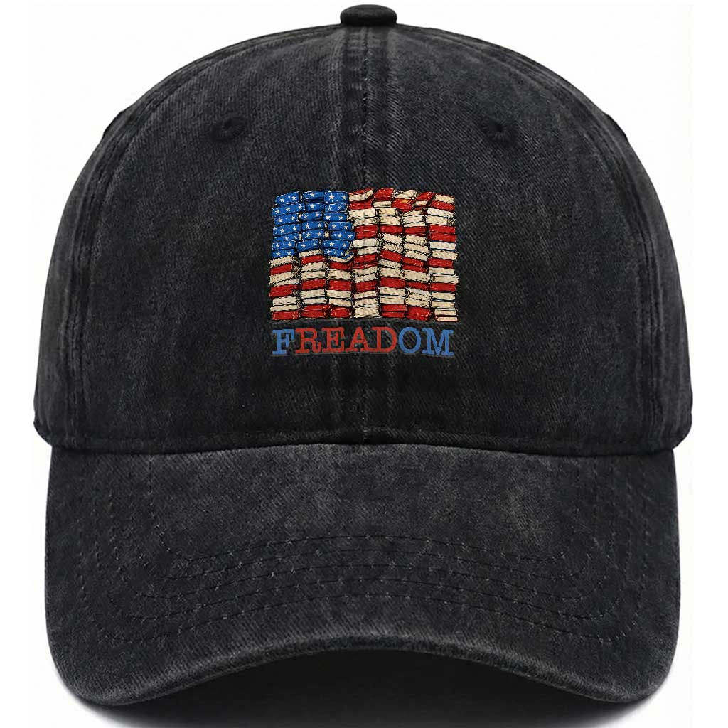 Freedom to Read Books Freadom Washed Cotton Baseball Cap USA Flag Patriotic Library Book Lover TS14 Print Your Wear