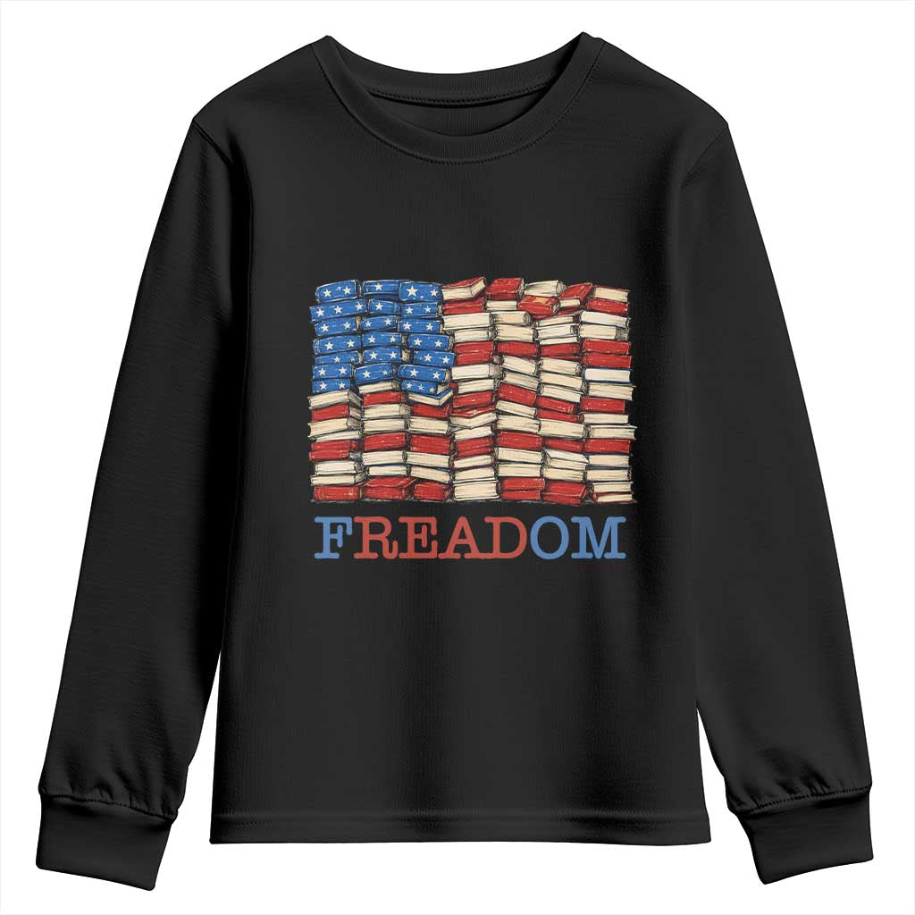Freedom to Read Books Freadom Youth Sweatshirt USA Flag Patriotic Library Book Lover
