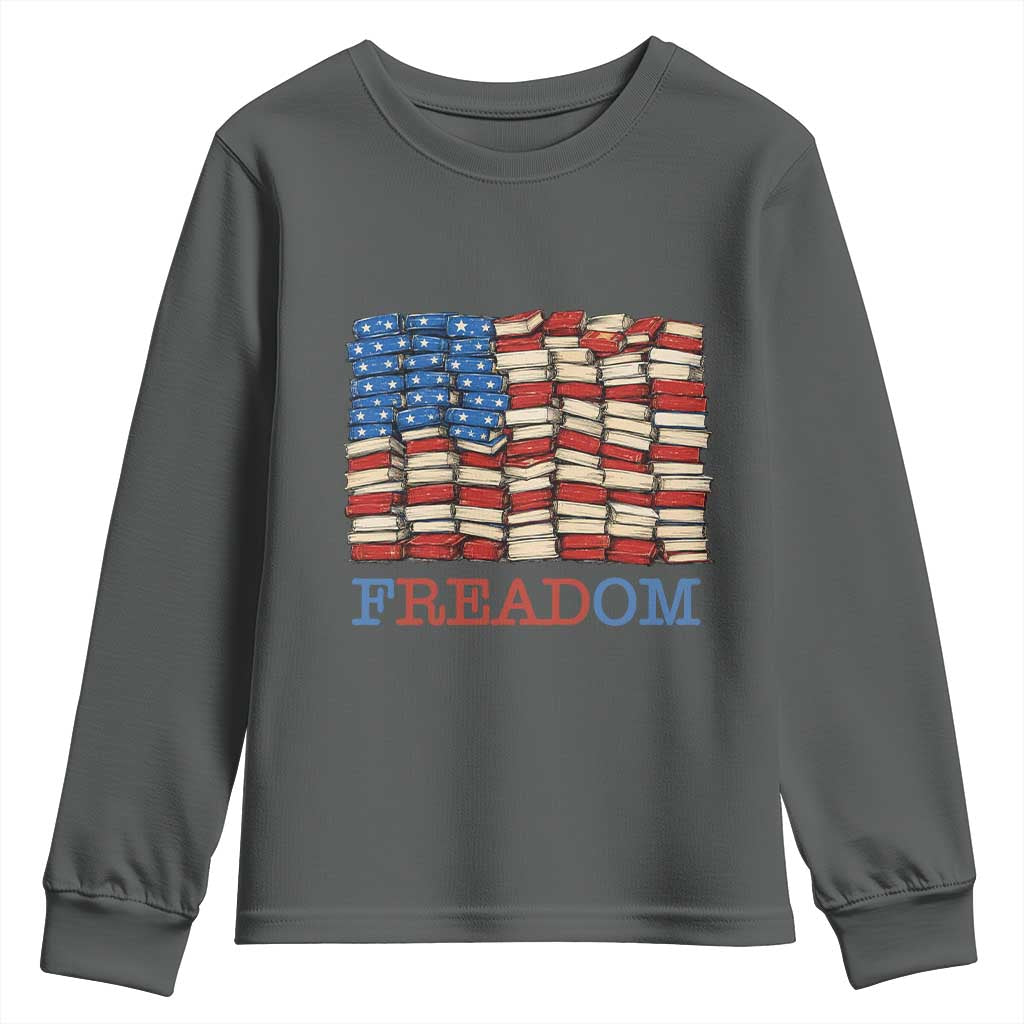 Freedom to Read Books Freadom Youth Sweatshirt USA Flag Patriotic Library Book Lover